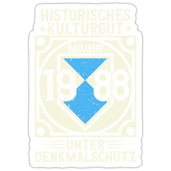 Baujahr 1988 Geboren, Geburtstag Jahrgang 1988 - Sticker Größe S (10 x 10 cm) - Mattweiß - Vorne