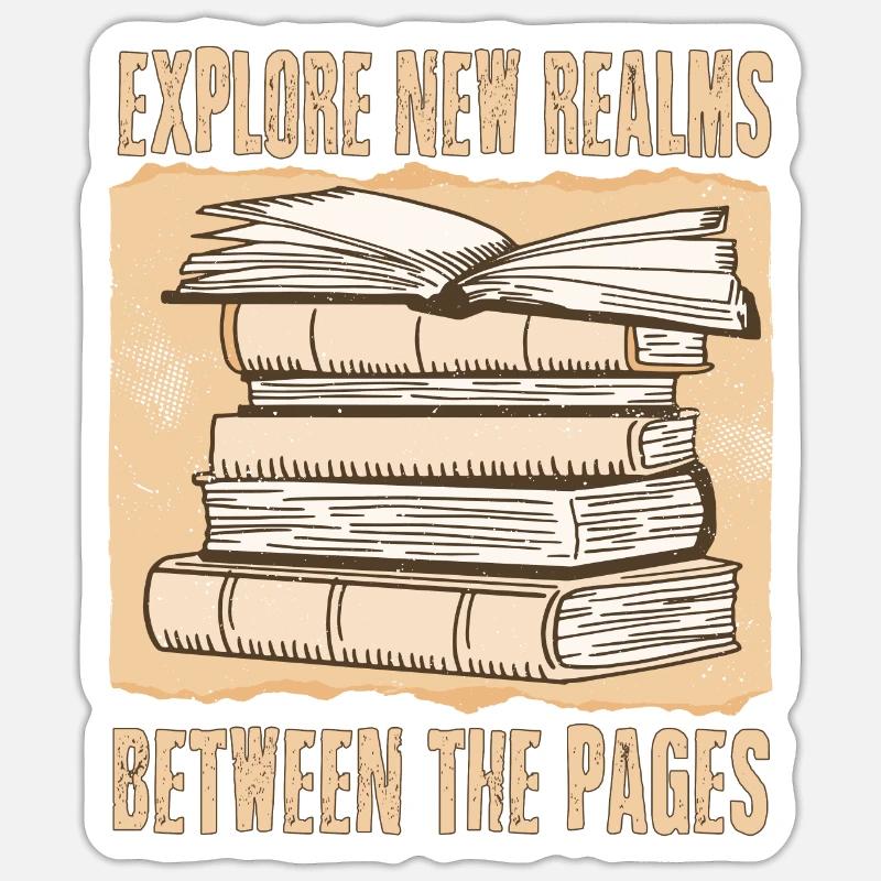 Explore new realms between the pages - Bücher Buch Sticker Größe S (10 x 10 cm)