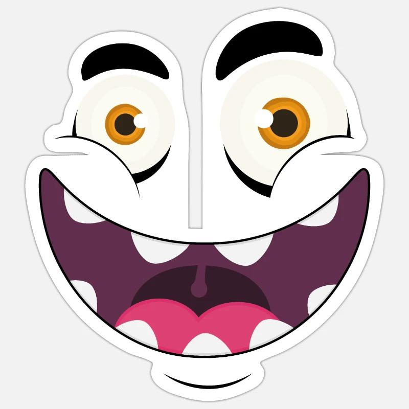 Visage de monstre - Sticker taille S (10 x 10 cm) - blanc mat