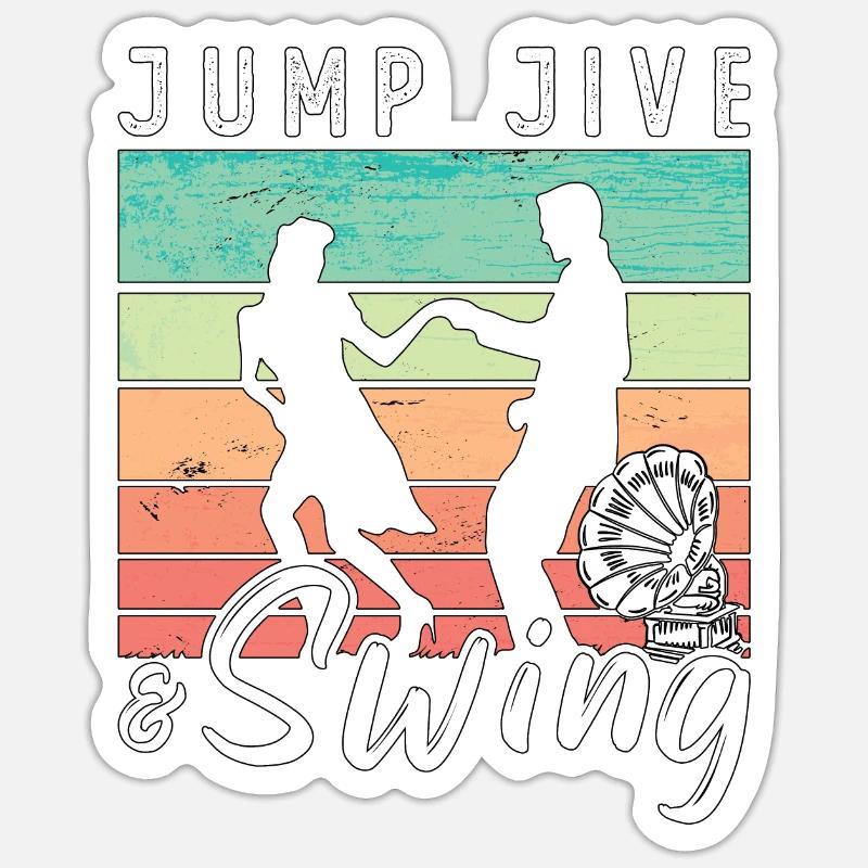 Swing Dance Jump Jive & Retro Dancing Swing Dancer - Sticker Größe S (10 x 10 cm) - Mattweiß