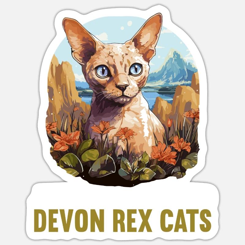 Devon Rex Kätzchen Devon Rex Katze Sticker Größe S (10 x 10 cm)