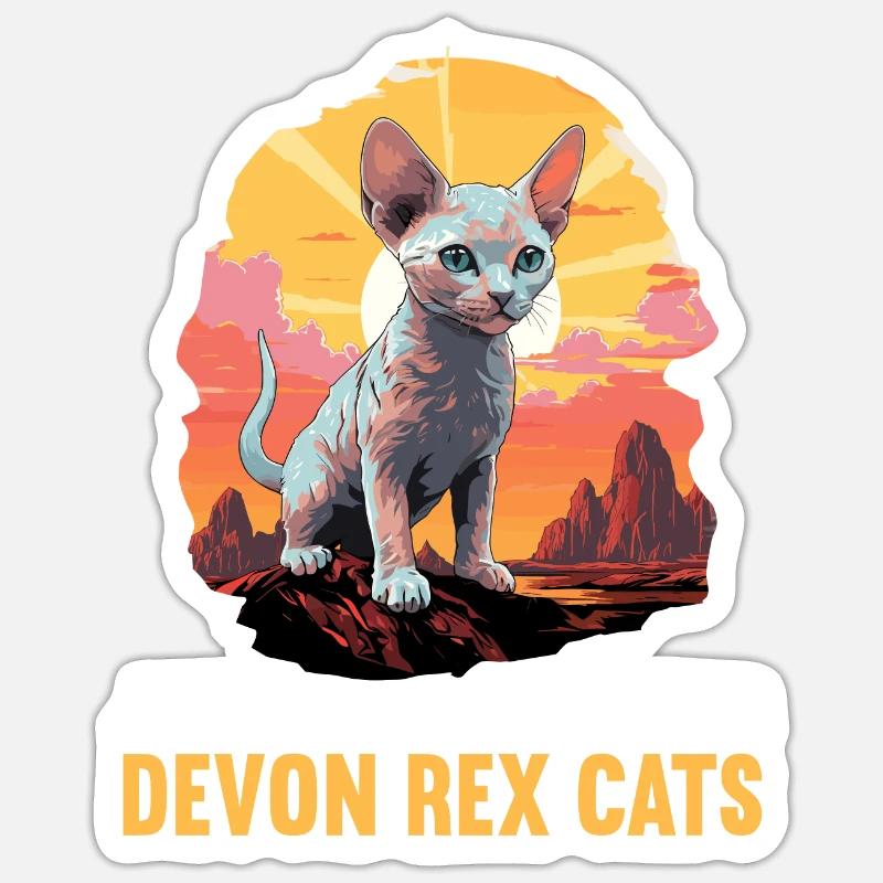 Devon Rex Kätzchen Devon Rex Katze Sticker Größe S (10 x 10 cm)
