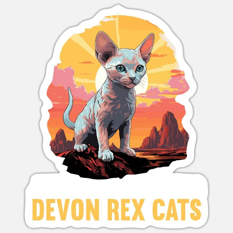 Devon Rex Kätzchen Devon Rex Katze Sticker Größe S (10 x 10 cm)