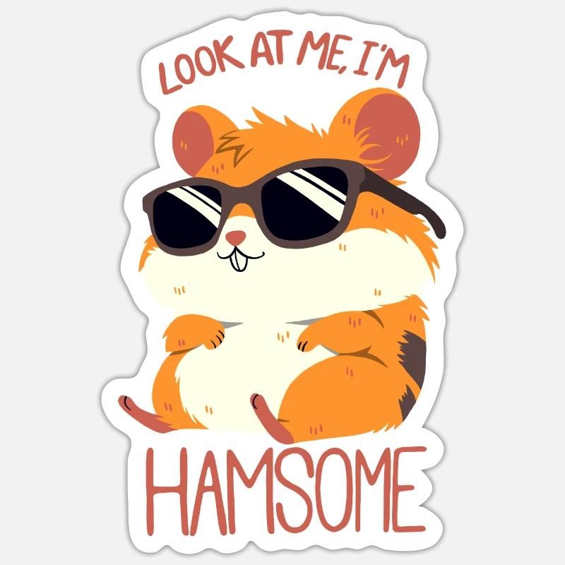 Hamsome Hamster - Sticker size S (10 x 10 cm) - white matte