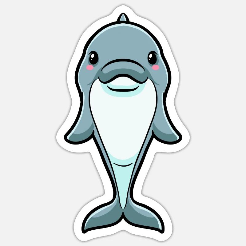 Émoticône de dauphin - Sticker taille S (10 x 10 cm) - blanc mat