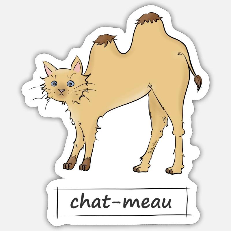 Katze meau - Sticker Größe S (10 x 10 cm) - Mattweiß