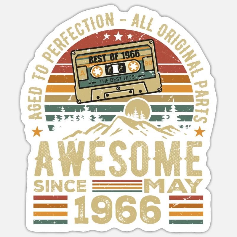 May 1966 Birthday May 1966 Retro Gift - Sticker size S (10 x 10 cm) - white matte