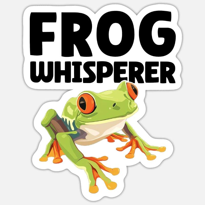 Frog Whisperer - Frog Design - Sticker taille S (10 x 10 cm) - blanc mat