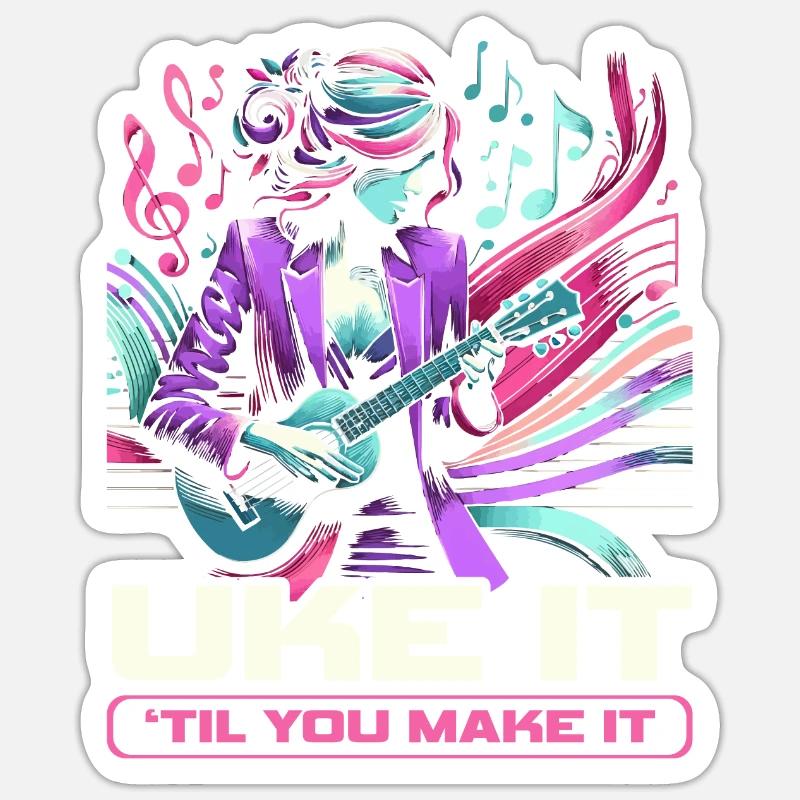 Ukelele Lehrer Instrument Ukelele Player Uke - Sticker Größe S (10 x 10 cm) - Mattweiß