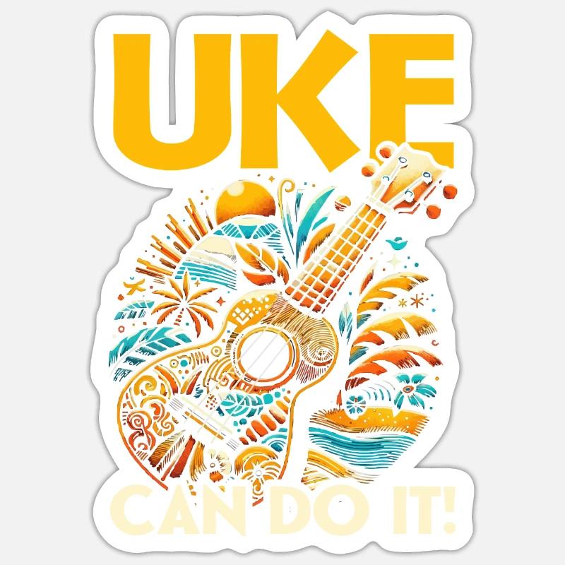 Ukelele Lehrer Instrument Ukelele Player Uke - Sticker Größe S (10 x 10 cm) - Mattweiß