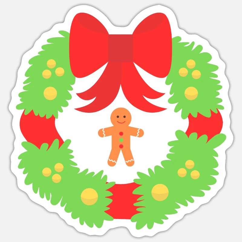 Weihnachtskranz der Lebkuchenfreude Sticker Größe S (10 x 10 cm)