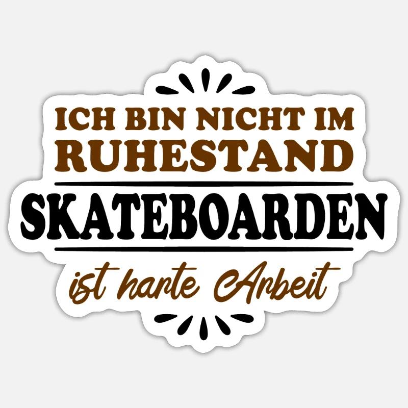 Retraité Retraité Skateboarder - Sticker taille S (10 x 10 cm) - blanc mat