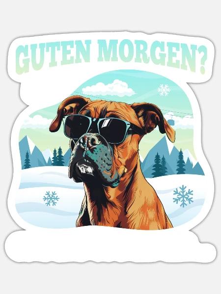 Deutscher Boxer GUTEN MORGEN? GANZ DÜNNES EIS... - Sticker Größe S (10 x 10 cm) - Mattweiß