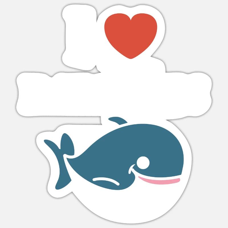 Baleines bleu Amour baleine - Sticker taille S (10 x 10 cm) - blanc mat