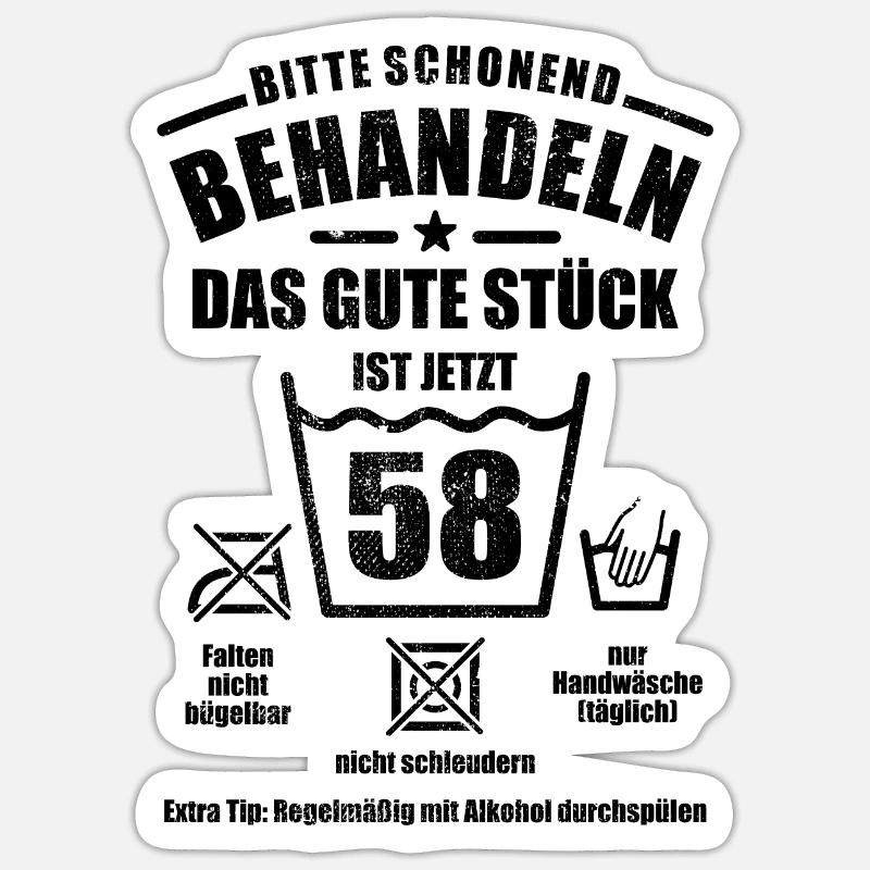 Schonend behandeln - 58. Geburtstag Geschenk - Sticker Größe S (10 x 10 cm) - Mattweiß