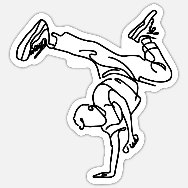 Breakdance Junge - Sticker Größe S (10 x 10 cm) - Mattweiß