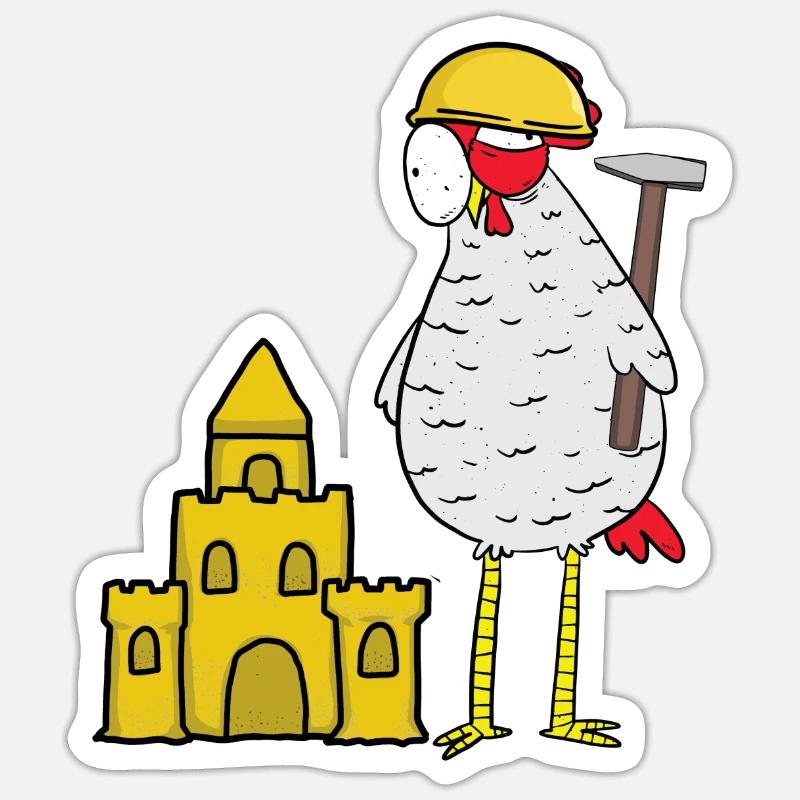 Craftsman Chicken Sandcastle Construction Site Building Builder Sticker size S (10 x 10 cm)