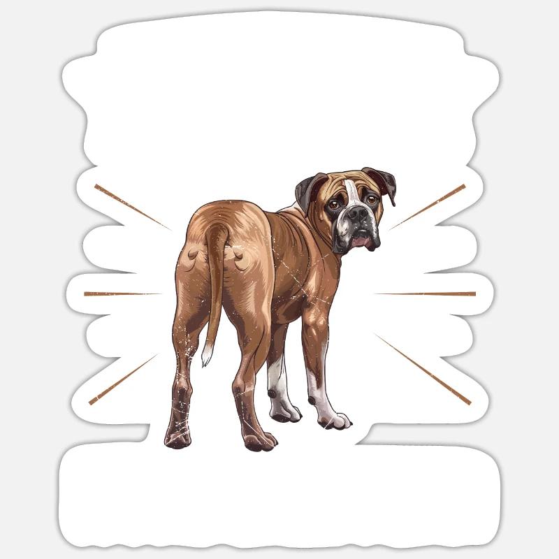 Boxer Hund GLÜCK IST EIN WEDELNDER HUNDEHINTERN - Sticker Größe S (10 x 10 cm) - Mattweiß