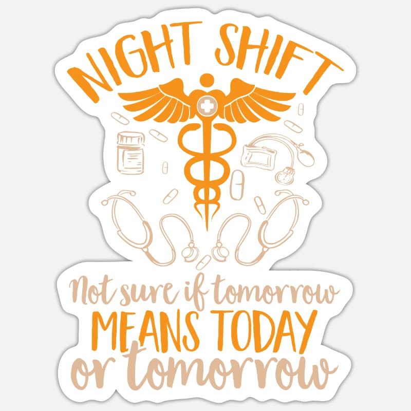 Nachtschicht Krankenschwester - Sticker Größe S (10 x 10 cm) - Mattweiß