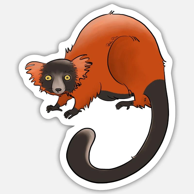 Rufous vari, Lemur oder nichts - Sticker Größe S (10 x 10 cm) - Mattweiß