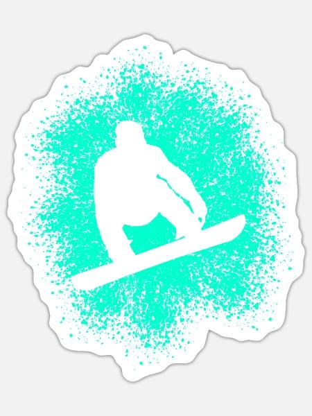 Snowboard Wintersportler - Sticker Größe S (10 x 10 cm) - Mattweiß