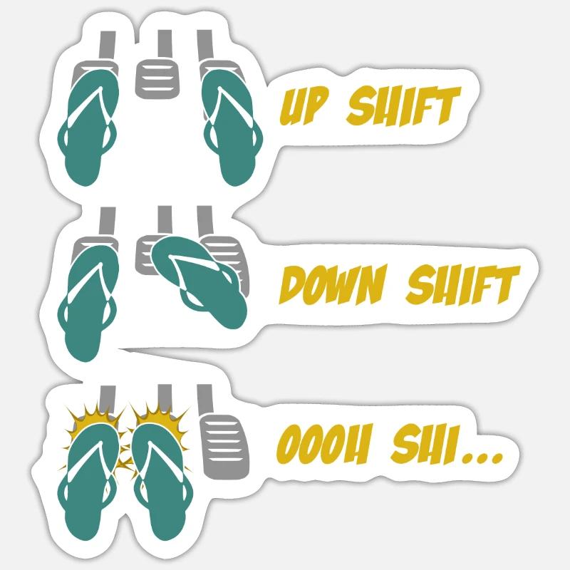 Up Shift Down Shift Funny Car Gear Changes Sticker size S (10 x 10 cm)