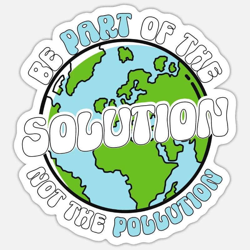 Faites partie de la solution, pas de la pollution - Sticker taille S (10 x 10 cm) - blanc mat