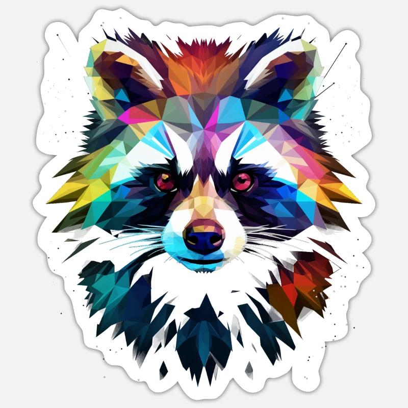 Waschbär Polygon Lustig Geschenk - Sticker Größe S (10 x 10 cm) - Mattweiß