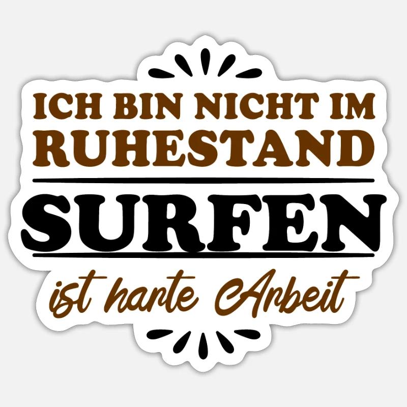 Retraité Retraité Surfeur - Sticker taille S (10 x 10 cm) - blanc mat