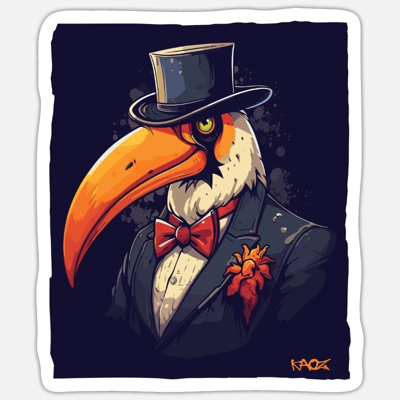 Le toucan d’un gentleman - Sticker taille S (10 x 10 cm) - blanc mat