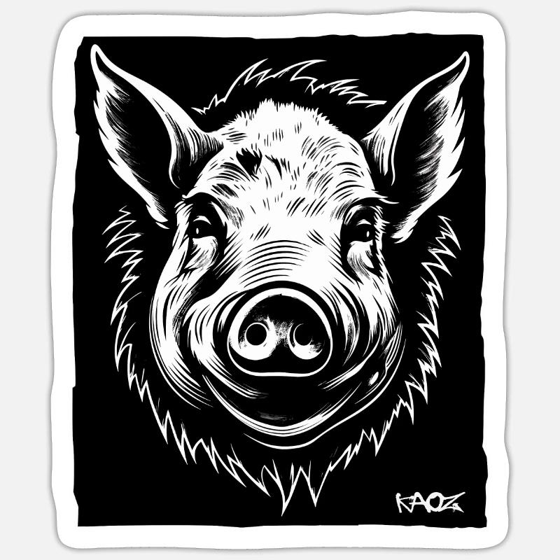ein Schwein, eine Sau, ein Eber Sticker Größe S (10 x 10 cm)