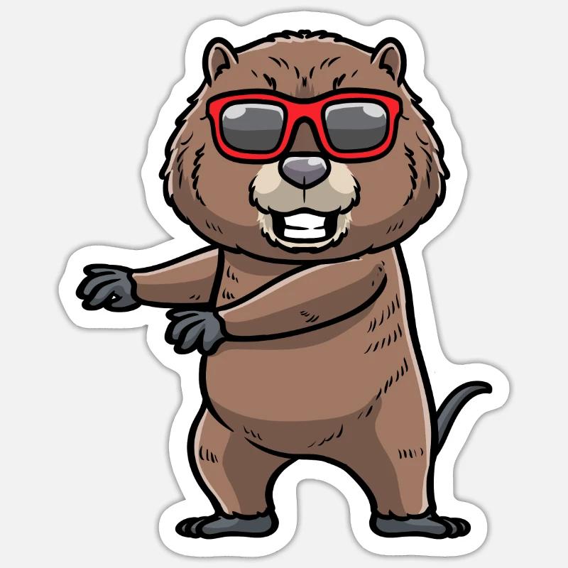 Rat musqué dansant rongeur - Sticker taille S (10 x 10 cm) - blanc mat