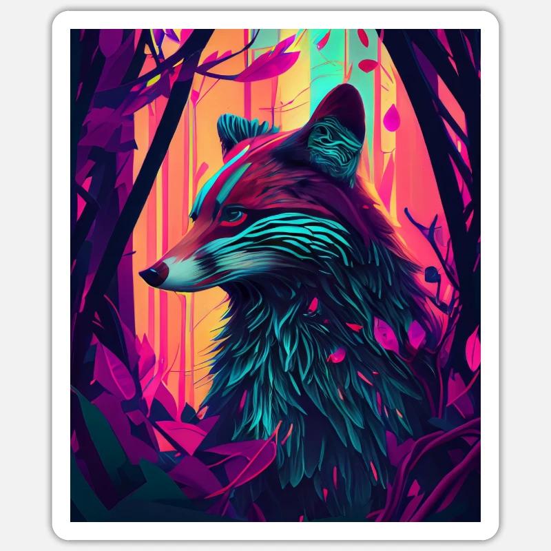 Funky Forest Fox - Sticker Größe S (10 x 10 cm) - Mattweiß