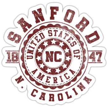 Sanford NC | North Carolina Reise Geschenk - Sticker Größe S (10 x 10 cm) - Mattweiß - Vorne