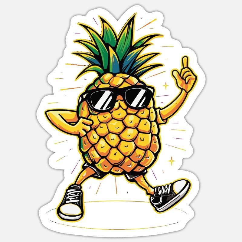Ananas - Sticker Größe S (10 x 10 cm) - Mattweiß