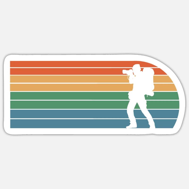 Photographe rétro - Sticker taille S (10 x 10 cm) - blanc mat