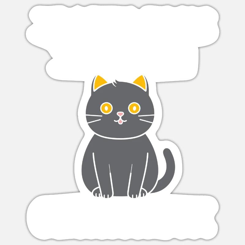 Humour chat chartreux - Sticker taille S (10 x 10 cm) - blanc mat