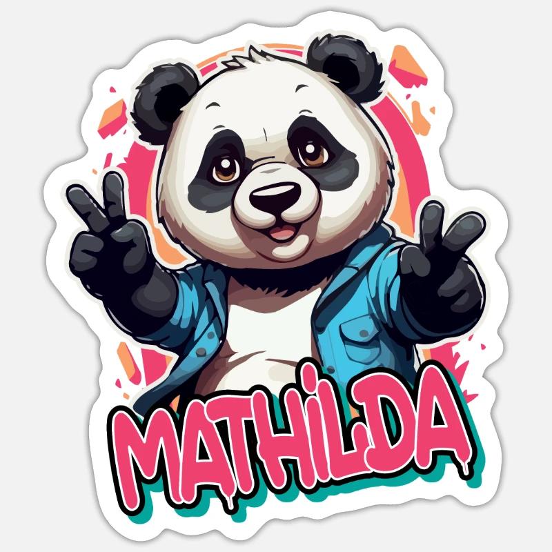 MATHILDA - Schöner Mädchen Name mit coolem Panda Sticker Größe S (10 x 10 cm)