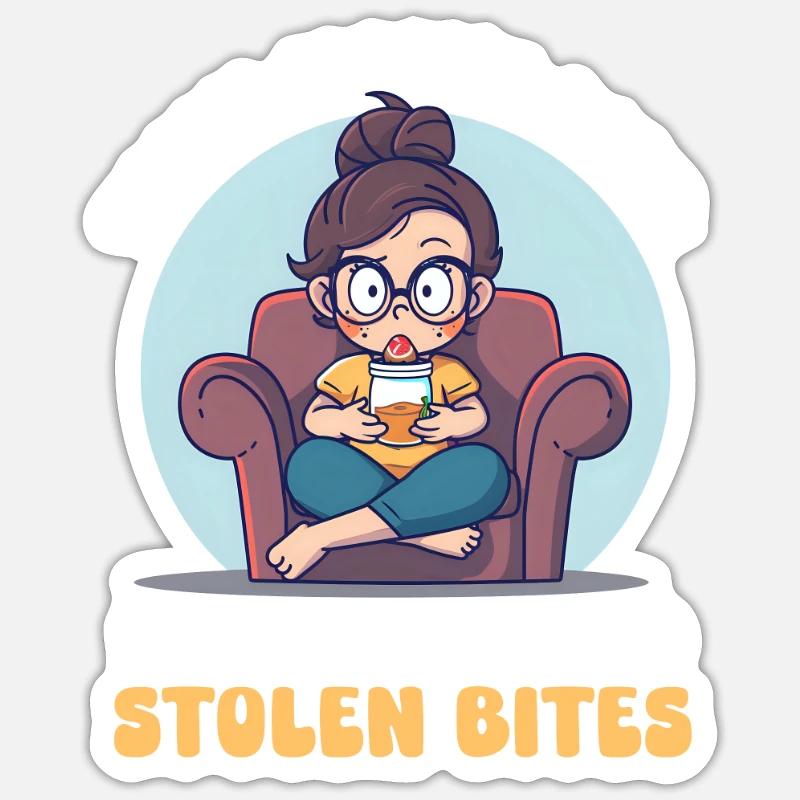 Ernährung einer Zwillingsmutter: Essensreste und geklautes Stück - Sticker Größe S (10 x 10 cm) - Mattweiß