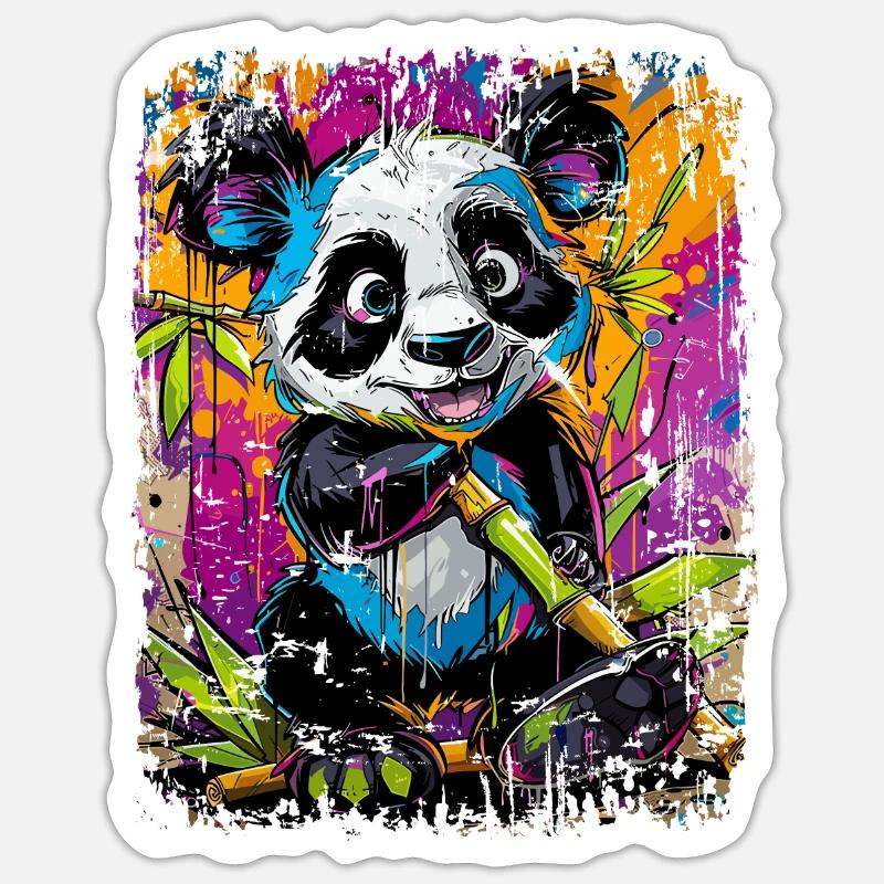 Ours panda mignon dans le style graffiti Sticker taille S (10 x 10 cm)
