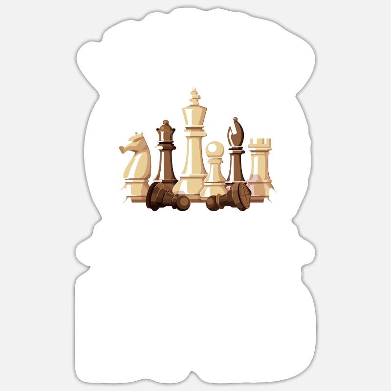 Chess Papa Chevalier Echecs Damier Drôle Echecs - Sticker taille S (10 x 10 cm) - blanc mat