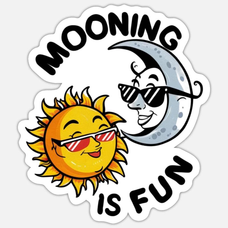 Solar Eclipse Funny Mooning The Sun Is Fun - Sticker size S (10 x 10 cm) - white matte