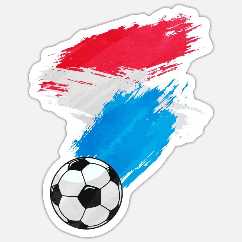 Drapeau du Luxembourg Football - Sticker taille S (10 x 10 cm) - blanc mat