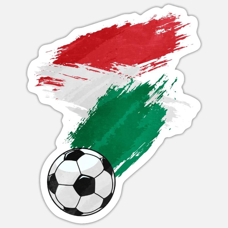Drapeau de Hongrie Football - Sticker taille S (10 x 10 cm) - blanc mat