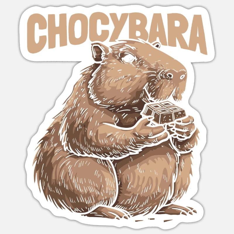 Chocolate Chocolate Capybara Chocybara - Sticker size S (10 x 10 cm) - white matte