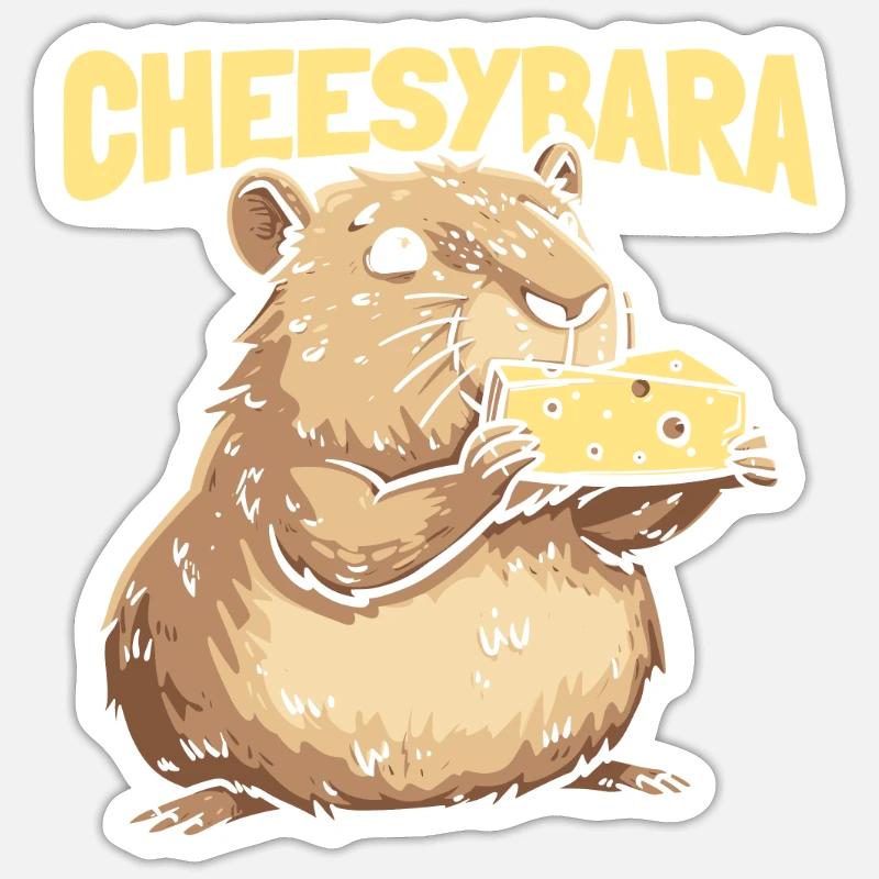 Fromager Capybara Cheesybara - Sticker taille S (10 x 10 cm) - blanc mat