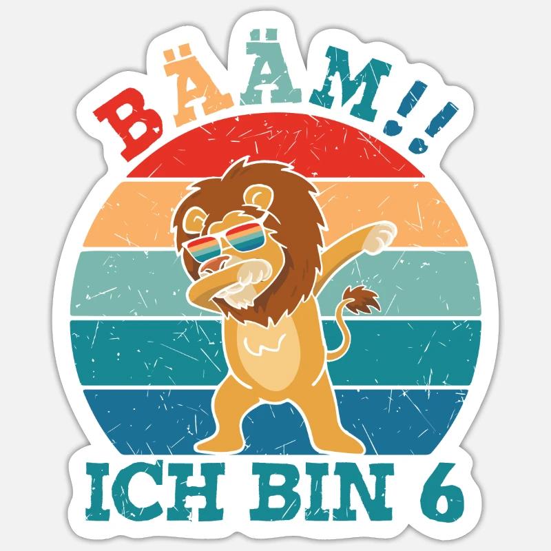 Bääm I'm 6 Leo - Sticker size S (10 x 10 cm) - white matte