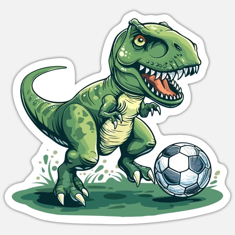 Soccer T Rex - Sticker size S (10 x 10 cm) - white matte