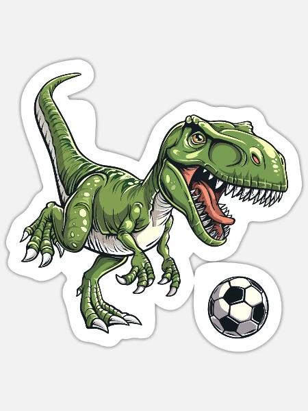 T Rex Fußball - Sticker Größe S (10 x 10 cm) - Mattweiß