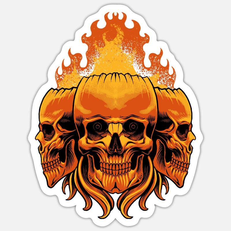 Flammende Schädel Sticker Größe S (10 x 10 cm)